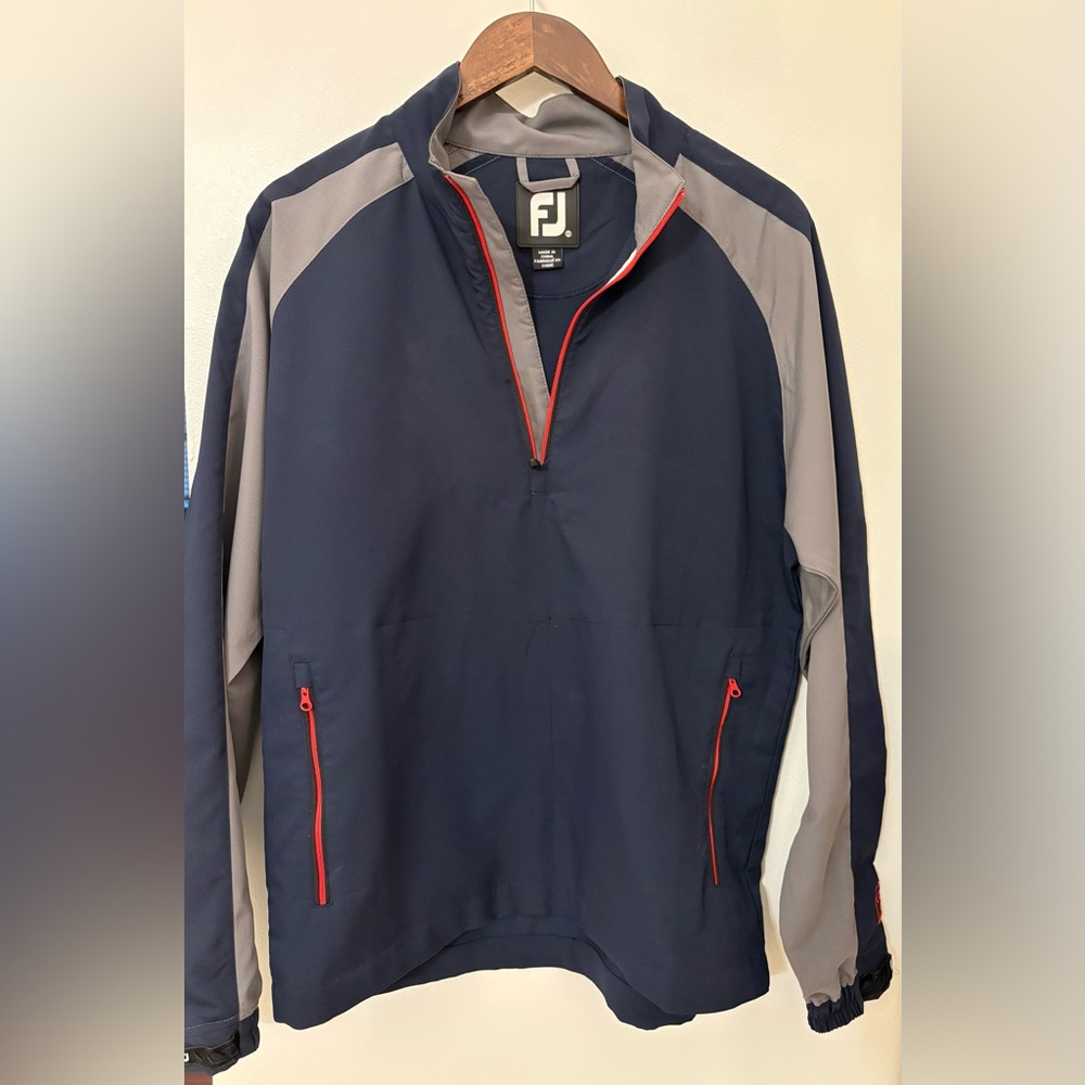 FootJoy FJ Men's Navy & Gray Half Zip Golf/ Outdoor Windbreaker Sz:S Long Sleeve
